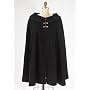 Short Cape made in Black Wool, Lined in Satin, Arm Slits and 3 Silver Clasps ~ Comes in 2 sizes: S-M and Lg-Xlg ~ Made in USA