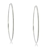 Hoop Earrings Sterling Silver Ladies Large Tube Dangles