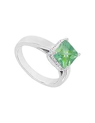 Emerald and Diamond Ring 14K White Gold - 1.00 CT TGW
