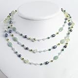 Sterling Silver Aventurine/Jade/Quartz/Pearl/Prehnite/Periodot Necklace - QH2746-54