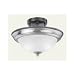 Home-Basics-91 - 2 Light Semi Flush Mount Ceiling Lighting Fixture - Brushed Nickel - B1838