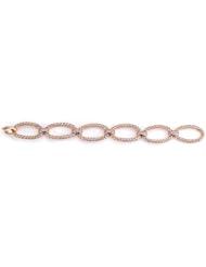 Sterling Silver & Cz Pink Gold Plated Link Bracelet