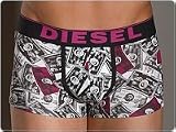 Diesel Mens Shawn Trunk, Black Print, Medium