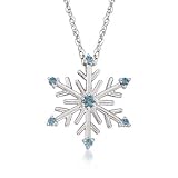 14kt White Gold Snowflake Pendant Necklace With Diamonds. 18