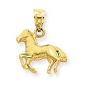 14K Diamond-cut Horse Pendant