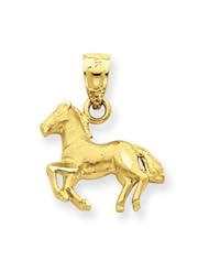 14k Gold Diamond-cut Horse Pendant