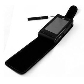 GadgetsNTechs Black Leather Flip Case for LG KU990 Viewty