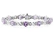 14k White Gold Diamond and Amethyst Bracelet