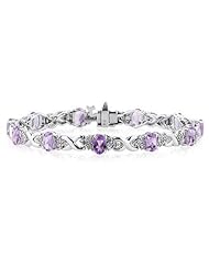 14k White Gold Diamond and Amethyst Bracelet