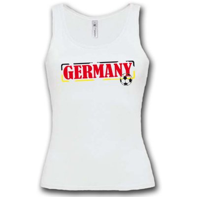 R1 – DEUTSCHLAND MOTIV 13 Damen Tank Top Weiss / Schwarz-Rot-Gelb Gr. S