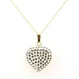 9ct Gold Heart Pendant, Swarovski Elements, 18" Chain
