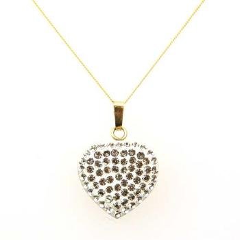 EVOKE 9Ct Gold Heart Pendant, Swarovski Crystal Elements