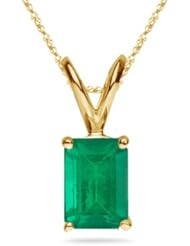 1.15-1.93 Cts of 8x6 Mm Aa Emerald Cut Natural Emerald Solitaire Pendant in 18k Yellow Gold