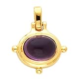 14K Yellow Gold Cabochon Amethyst Pendant