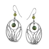 Sterling Silver Open Floral Work and Greens Hoop Earrings