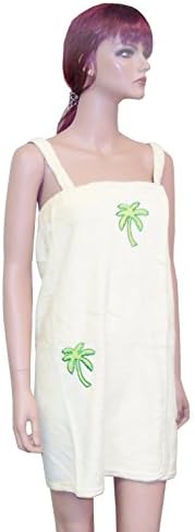Ladies Wrap with Shoulder Straps - Yellow Polyester Fleece with Palm Trees - X-Large.