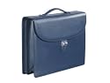 Lucrin - Navy blue leather Briefcase 2 compartments