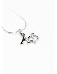 Alpha Phi Sterling Silver Horizontal Lavaliere set with Lab-Created Diamonds