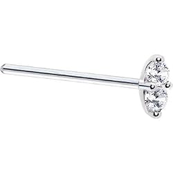 20 Gauge Straight Fishtail 3/4 - 14K White Gold Clear 1.5mm CZ Marquise Nose Ring