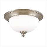 Buy 2 CFL Flush Mount Ceiling Fixture - Satin Brushed Nickel White Glass - Energy Star... by Nuvo
