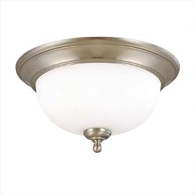 Buy 2 CFL Flush Mount Ceiling Fixture - Satin Brushed Nickel White Glass - Energy Star... by Nuvo now!