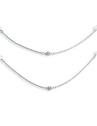 Silver Polished & Meshed Bead Necklace. Metal Weight- 14.93g. 42in long Chain.