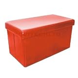 Large Multi Purpose Faux Leather Ottoman Box/Chair in Red