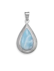 Pear Shape Larimar Pendant, Sterling Silver