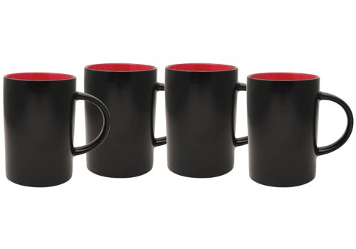 Culver 14-Ounce Midnight Cafe Ceramic Mug, Red, Set of 4