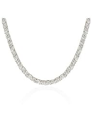 Alexander James White Gold Rhodium Bonded Necklace with Trillion Cut Clear CZ in a Prong Setting with a Box Clasp in Silvertone