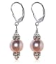 Made with Swarovski Elements� Pink Pearl Crystal Rondelle Sterling Silver Leverback 1.5" Long Drop Earrings