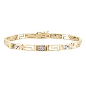 Click here to buy 18K Gold over Silver Diamond Accent Greek Key Bracelet by SilverSpeck.com.