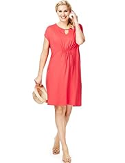 Plus Gold Bar Slash Neck Ruched Dress