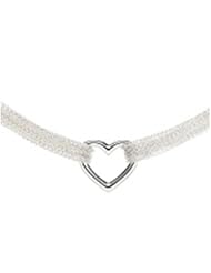 Bling Jewelry 925 Silver Open Heart Multi Strand Mesh Chain Necklace 16in