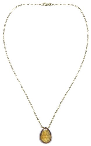 14k Yellow Gold Citrine Drop Pendant, 16