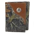 Mossy Oak Leather Tri-fold with Brown Leather Corner - Collegiate Series