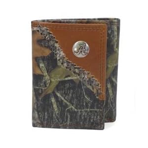 Mossy Oak Leather Tri-fold with Brown Leather Corner - Collegiate Series