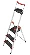 Hailo 8893-001 Alu-Sicherheits-Haushaltsleiter Championsline 225 kg - 3 XXL-Stufen  mit Ausziehbarem Sicherheits-Halteb�gel und Multifunktionsschale