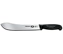 Victorinox Cutlery 10-Inch Straight Butcher Knife, Granton Edge, Black Fibrox Handle
