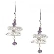Purple / White Freshwater Pearl & Amethyst Dangle Earrings in Sterling Silver