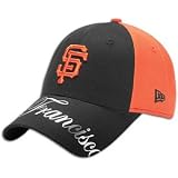 New Era San Francisco Giants Ladies Metallic Script Adjustable Hat - Black/Orange