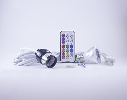Hanging Light Bulb Lantern Cord Kit - 15' Feet and Remote Control 16 Color Changing LED Light Bulb 3W E27 Colorful light source
