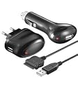 3in1 Zubehör Set für iPod und iPhone (KFZ-Ladekabel, Datenkabel, USB-Netzteil), schwarz