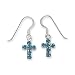 Aqua Crystal Cross French Wire Earrings