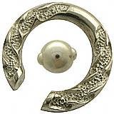 2g 925 Silver Tribal Spring Loaded Captive Ring w/ White Gold Plating, in 2g (Gauge), Sold Individually