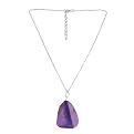 Sterling Silver Agate Necklace - Purple ( 18" )