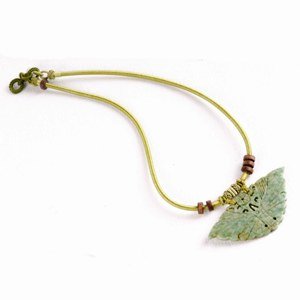 Jade Butterfly Necklace on a Silk Cord - Elegant and Unique Gift