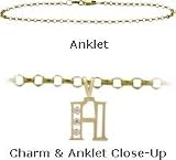 Diamond Initial H Yellow Gold 10 Charm Anklet
