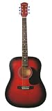 Glen Burton Full Size Dreadnought Acoustic Guitar with Free Carrying Bag and Accessories - Red (Guitar, Case, Strap, Pick, eBook, Free Mini Rubber Guitar & Pick)