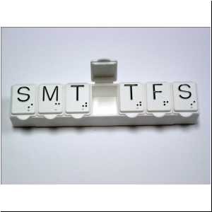 7 Day Pill Organizer White with Black Highlights